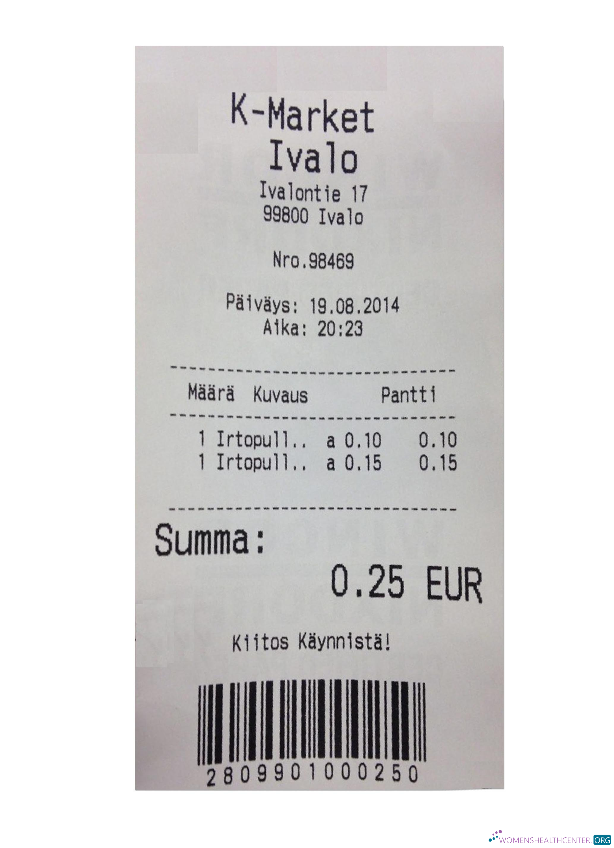 Download K MARKET IVALO payment receipt Photoshop template